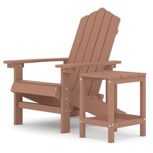 vidaXL Krzesło ogrodowe Adirondack ze stolikiem, HDPE, brązowe