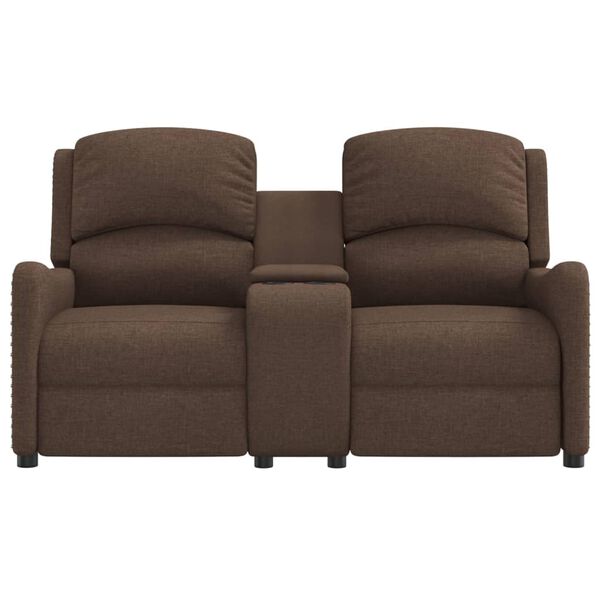 vidaXL Rozkładany fotel masujący z uchwytem, 2-os., brązowy, tkanina