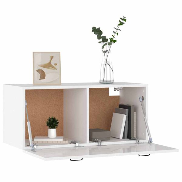 vidaXL Szafka wisząca, biała na wysoki połysk, 80x36,5x35 cm