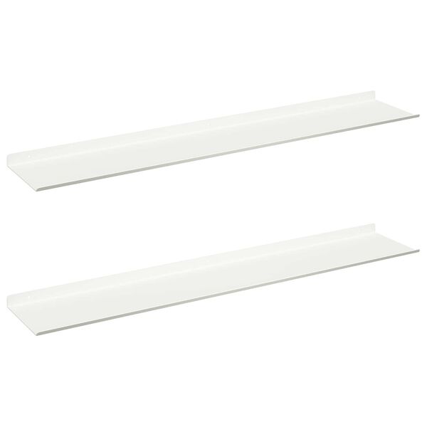 vidaXL P&oacute;łka wisząca 2 pcs Biały 100 x 18 x 2,5 cm Stal