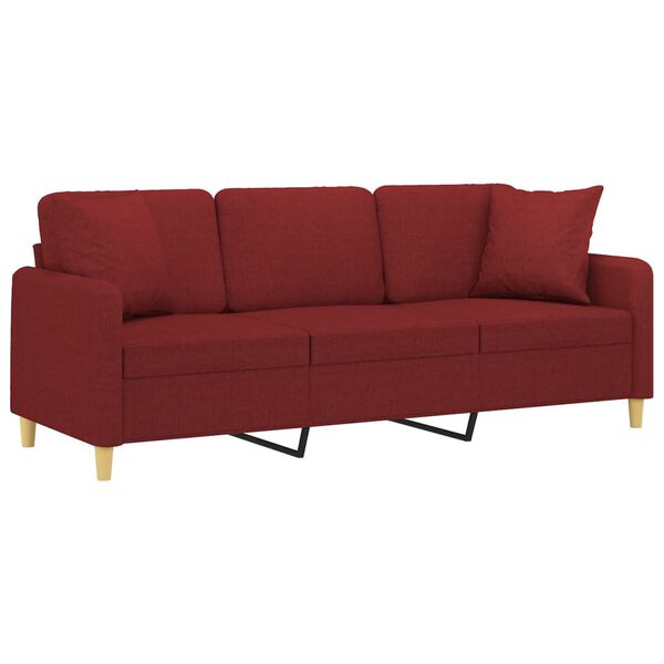 vidaXL 3-osobowa sofa wypoczynkowa z poduszkami, bordowa, 180 cm