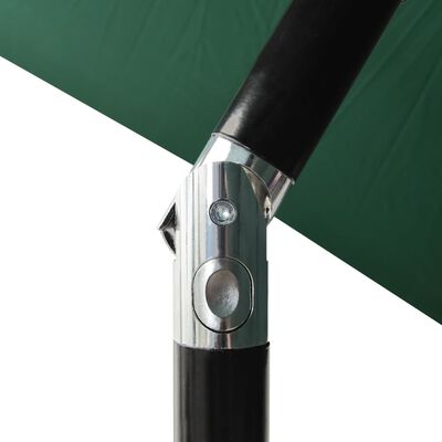 vidaXL Parasol z lampkami LED, na stalowym słupku, zielony, 2x3 m