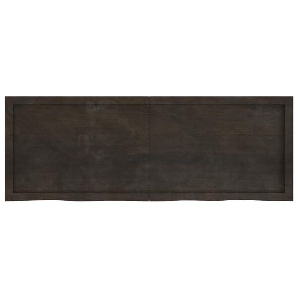 vidaXL Blat stołu, ciemnobrązowy, 140x50x(2-6) cm, lite drewno dębowe