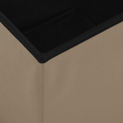 vidaXL Składane stołki ze schowkiem, 2 szt., kolor cappuccino, PVC