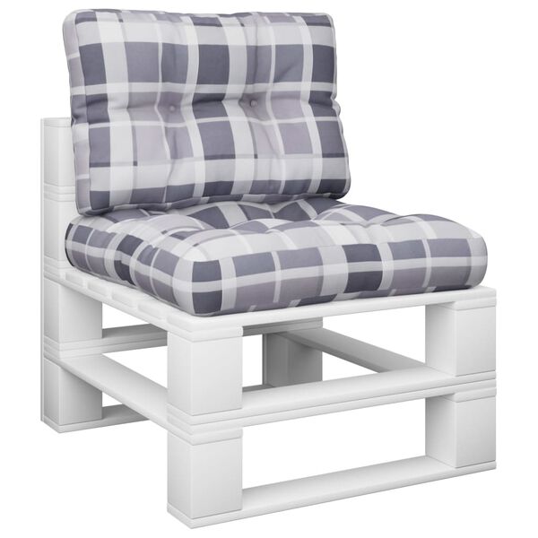 vidaXL Poduszki na sofę z palet, 2 szt., szara krata, tkanina