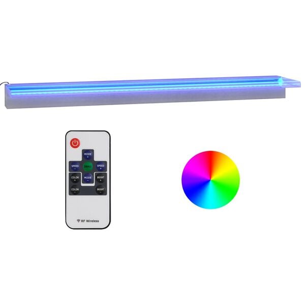 vidaXL Wylewka do wodospadu z RGB LED, stal nierdzewna, 108 cm