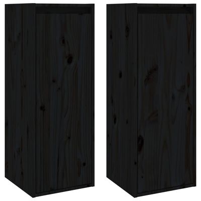 vidaXL Szafki ścienne, 2 szt., czarne, 30x30x80 cm, drewno sosnowe