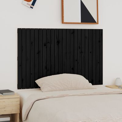 vidaXL Wezgłowie łóżka, czarne, 140x3x90 cm, lite drewno sosnowe