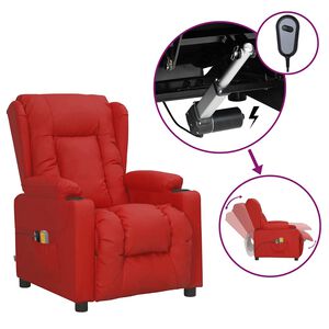 vidaXL Elektryczny fotel masujący, czerwone wino, sztuczna sk&oacute;ra