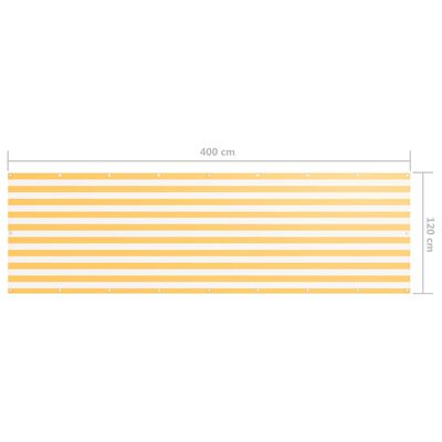 vidaXL Parawan balkonowy, biało-żółty, 120x400 cm, tkanina Oxford