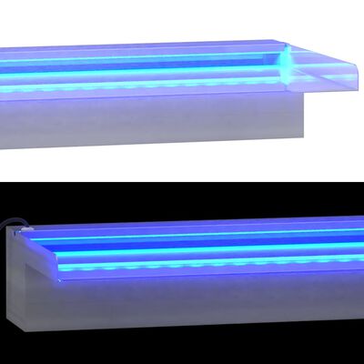 vidaXL Wylewka do wodospadu z RGB LED, stal nierdzewna, 45 cm
