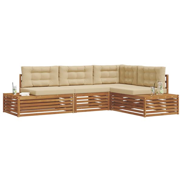 vidaXL Zestaw sof na zewnątrz z poduszką 4 Sztuka Naturalny i Beżowy
