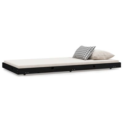 vidaXL Rama łóżka, czarna, 90x190 cm, lite drewno sosnowe