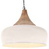 vidaXL Industrialna lampa wisząca, białe żelazo i drewno, 45 cm, E27