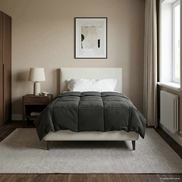 vidaXL Letni Kołdra Kwiłtowany Antracyt 155 x 220 cm Mikrofibra