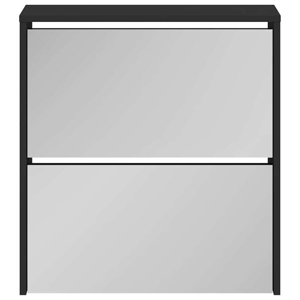 vidaXL Szafka na buty z lustrem i 2 szufladami, czarna, 63x17x67 cm