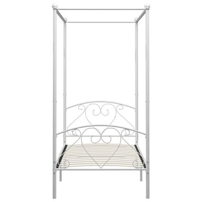 vidaXL Rama łóżka z baldachimem, biała, metalowa, 100 x 200 cm