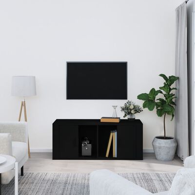 vidaXL Szafka pod TV, czarna, 100x35x40 cm, materiał drewnopochodny