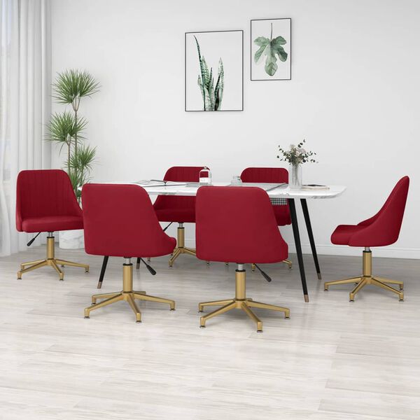 vidaXL Obrotowe krzesła stołowe, 6 szt., winna czerwień, aksamitne