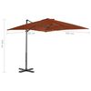 vidaXL Parasol wiszący z aluminiowym słupkiem, 250x250 cm, terakota