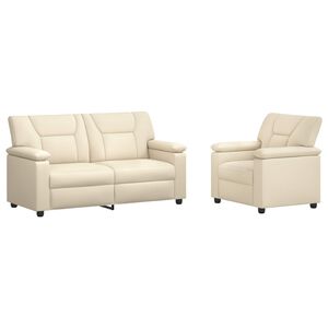 vidaXL Zestaw Sof 2 pcs kremowy Ekosk&oacute;ra