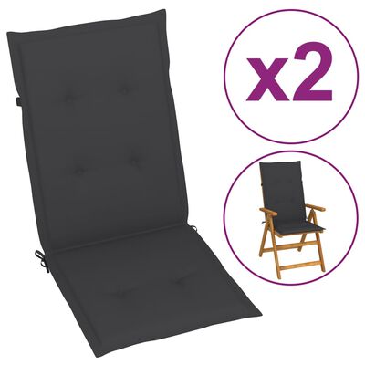 vidaXL Poduszki na krzesła ogrodowe, 2 szt., antracyt, 120x50x3 cm