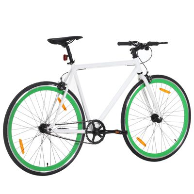 vidaXL Rower single speed, biało-zielony, 700c, 51 cm