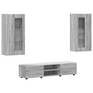 vidaXL Zestaw szafek RTV z szufladą z p&oacute;łką FLORIN 3 pcs Szary Sonoma