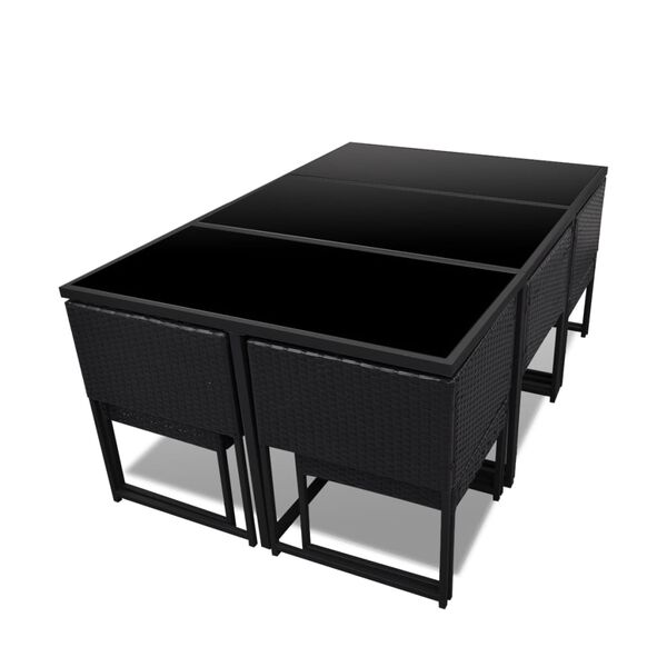 vidaXL 11-cz. zestaw mebli ogrodowych z poduszkami, rattan PE, czarny