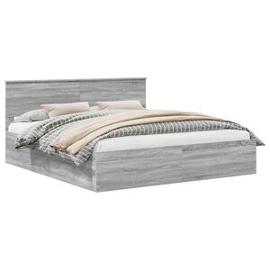 vidaXL Ramka ł&oacute;żka Szary Sonoma 200 x 200 cm Materiał drewnopochodny