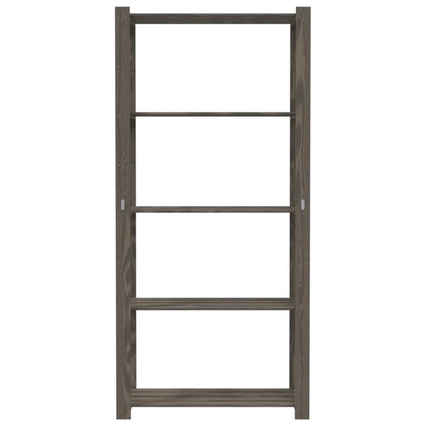 vidaXL Regał z 5 półkami, szary, 80x38x170 cm, lite drewno sosnowe