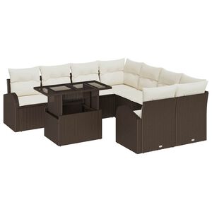 vidaXL Zestaw Sof na Ogr&oacute;d 9 szt. Brązowy Rattan poli
