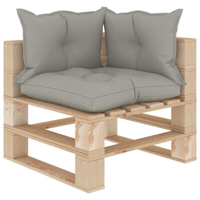 vidaXL Ogrodowe siedzisko narożne z palet, z poduszkami taupe, drewno