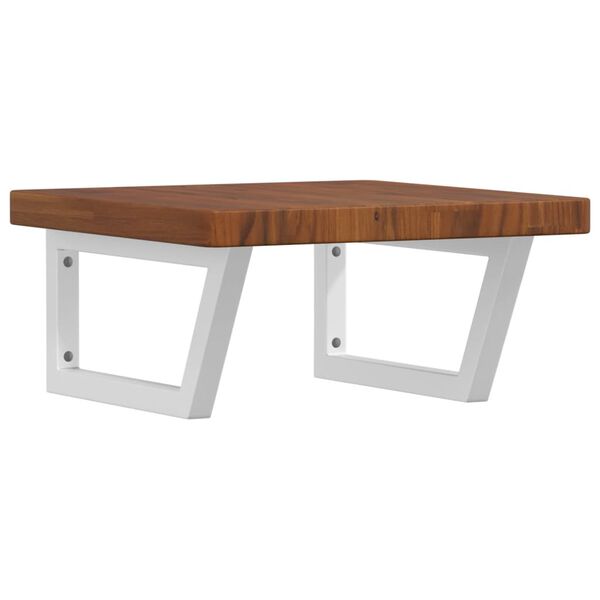 vidaXL P&oacute;łka ścienna pod umywalkę, stal i lite drewno dębowe