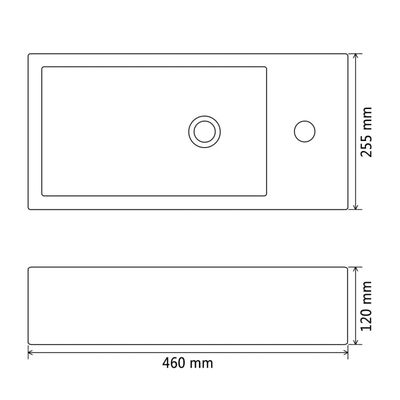 vidaXL Umywalka prostokątna z otworem na kran, 46x25,5x12 cm, czarna