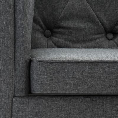 vidaXL Sofa 3-osobowa w stylu Chesterfield, materiałowa, ciemnoszara