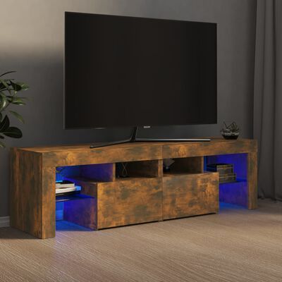 vidaXL Szafka TV z oświetleniem LED, opalany dąb, 140x36,5x40 cm