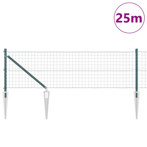 vidaXL Ogrodzenie z słupkiem Zielony 0,4 x 25 m Stal i PVC