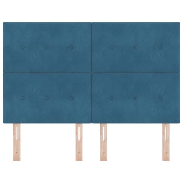 vidaXL Zagł&oacute;wek Ciemnoniebieski 144 cm Aksamit