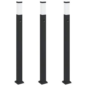 vidaXL Lampy słupkowe z czujnikiem 3 szt. 110 cm czarne IP44
