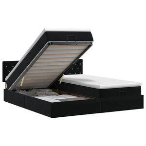 vidaXL Ł&oacute;żko ottoman z materacem Z zagł&oacute;wkiem 2 pcs Czarny Welur