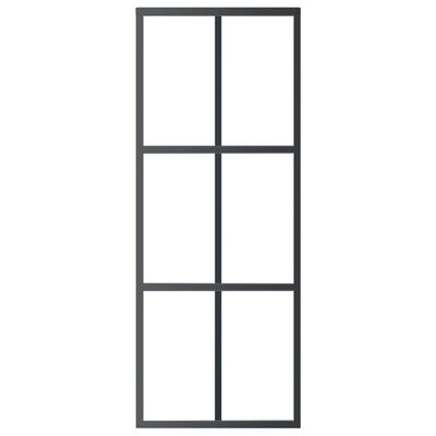 vidaXL Drzwi przesuwne z osprzętem, szkło ESG i aluminium, 76x205 cm
