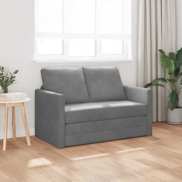 vidaXL Sofa podłogowa 2-w-1, ciemnoszara, 122x204x55 cm, aksamit