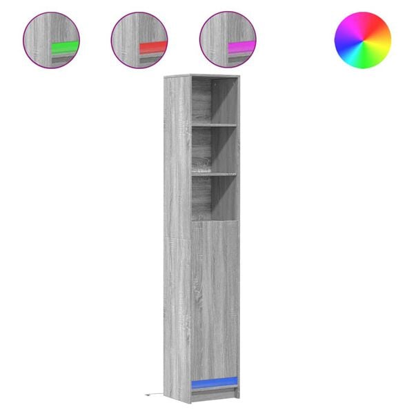 vidaXL Szafka z LED, szary dąb sonoma, 36x32,5x200 cm
