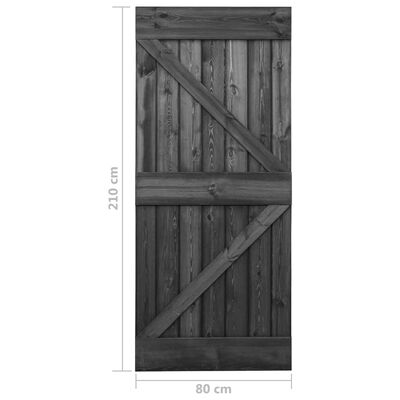 vidaXL Drzwi przesuwne z osprzętem, 80x210 cm, sosnowe, czarne