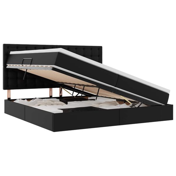 vidaXL Ł&oacute;żko z miejscem na przechowywanie i LED Czarny 200 x 200 cm