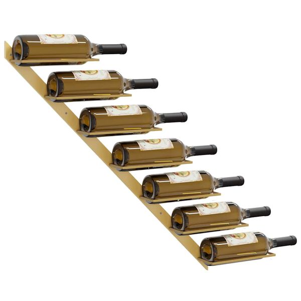 vidaXL Ścienny uchwyt na 7 butelek wina, złoty, metalowy