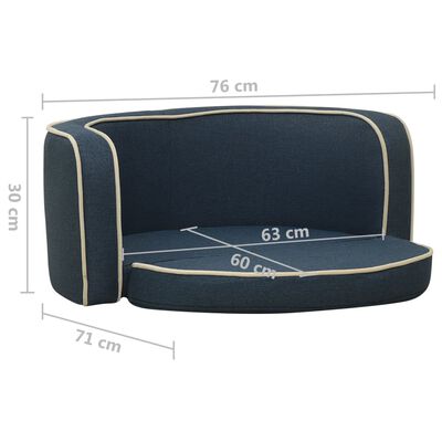 vidaXL Rozkładana sofa dla psa, niebieska, 76x71x30 cm, lniana