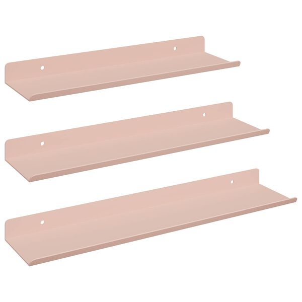 vidaXL P&oacute;łka wisząca 3 pcs R&oacute;żowy 40 x 9 x 2,5 cm Stal