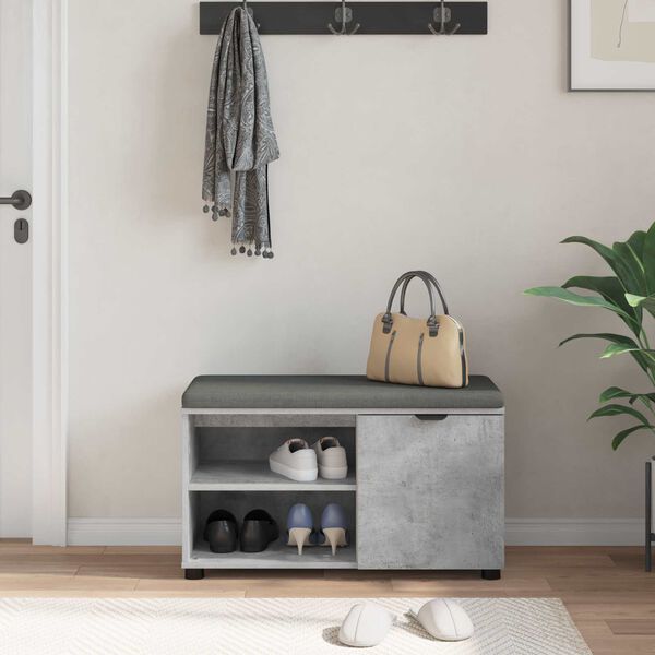 vidaXL Ławka w przedpokoju z poduszką Betonowy szary 80 x 38 x 46 cm